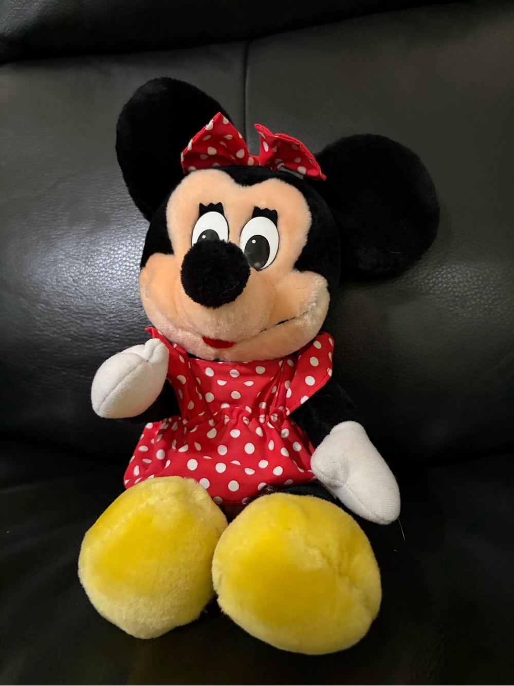 Vintage Disney World Minnie Mouse Plush 1980s Red Polka Dot Dress Yellow Shoe